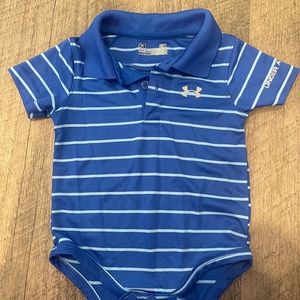 Under Armour Striped blue Polo Shirt baby infant Onesie 6/9M One-Piece  Dressy G